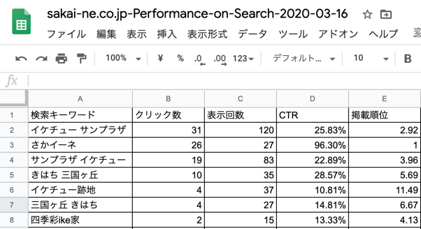 サーチコンソール_クエリエクスポート