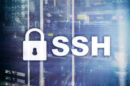 SSH, Secure Shell protocol and software. Data protection, internet and telecommunication concept.