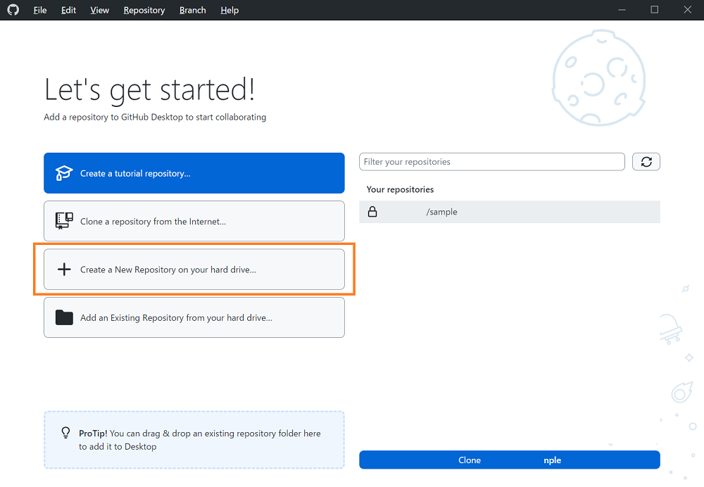 GitHub Desktopでリポジトリの作成