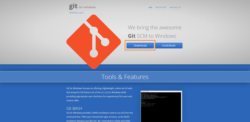 Gitのダウンロード画面
