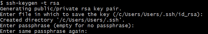 ssh-keygenコマンドの画面